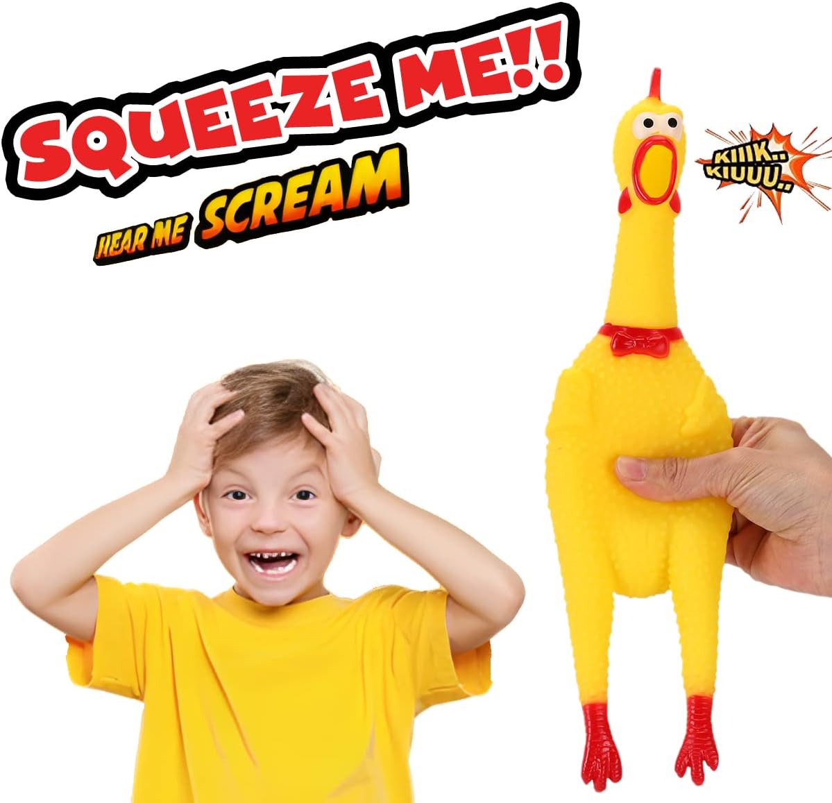 Rubber Chicken Toy Crazy Chicken 14 Inch Squawking Noisemaker Practical Joke for Kids and Adults
