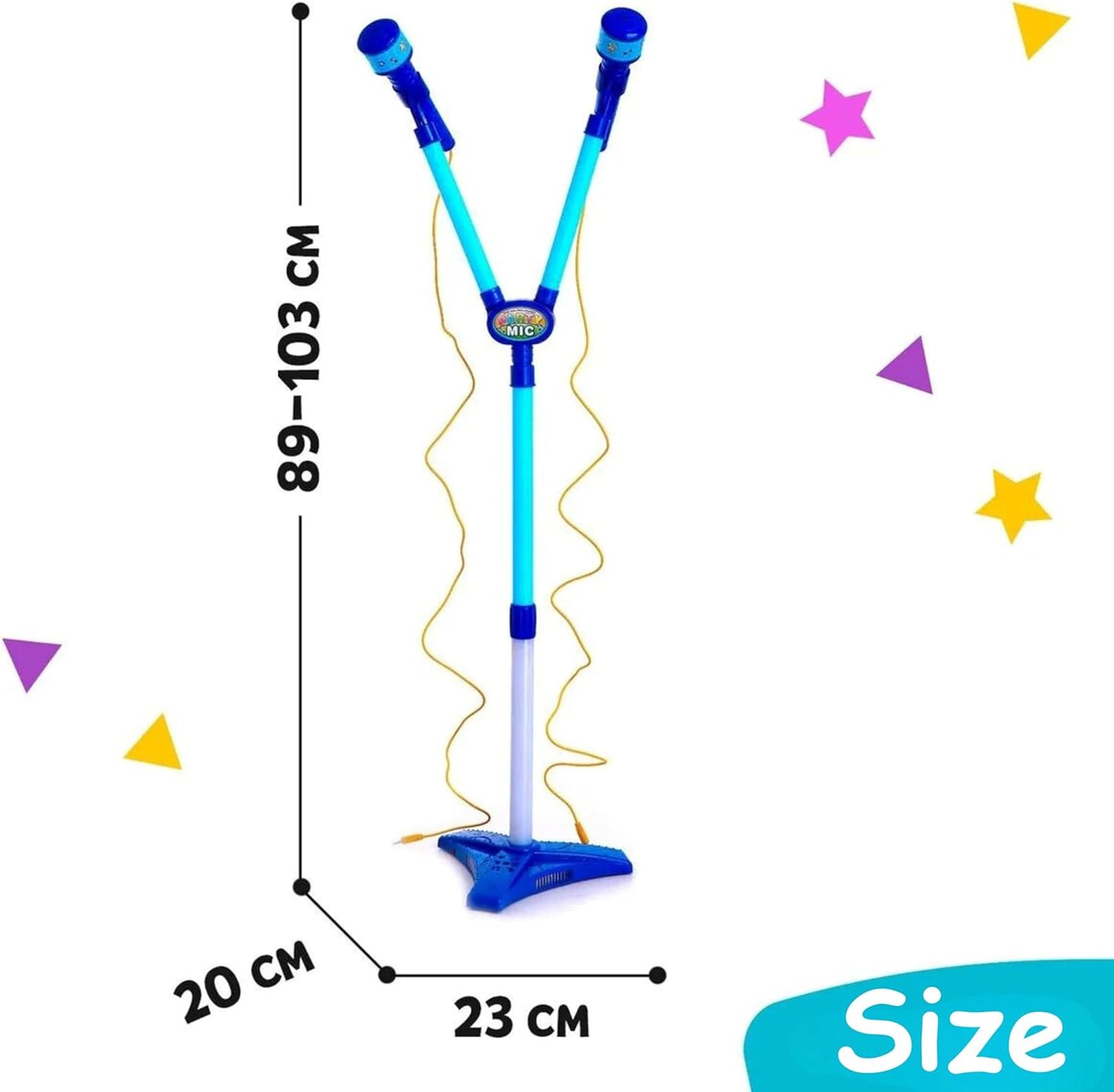 Kids Musical Dual Microphone & Guitar with Stand Music Player Singing Toy - Blue
