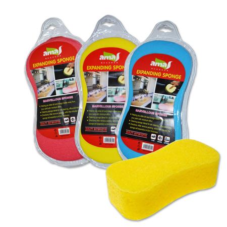 Compressed Expanding Kitchen Bathroom Cleaning Sponge 4-5 cm Assorted Colours 6156