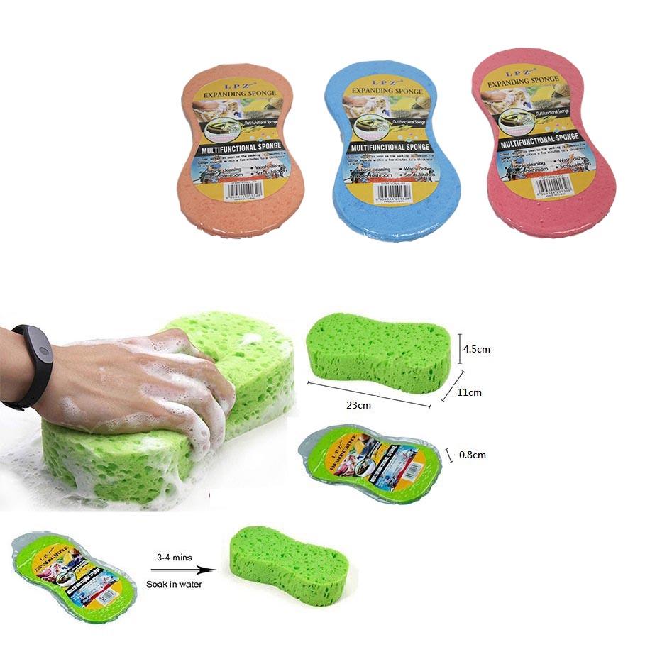 Compressed Expanding Kitchen Bathroom Cleaning Sponge 4-5 cm Assorted Colours 6157