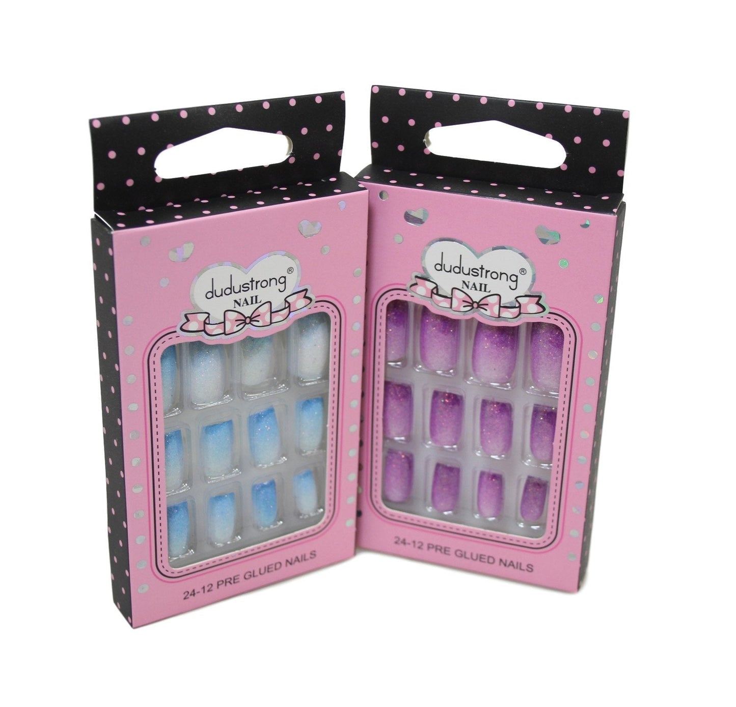 Artificial Fake Nail Extensions Glitters Square Tip Assorted Colours 6159