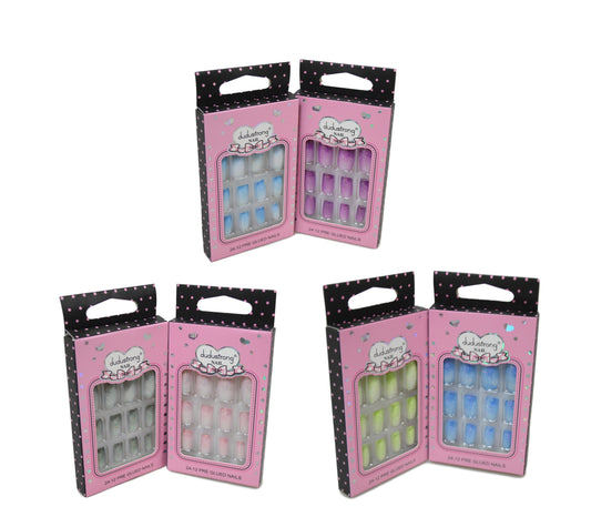 Artificial Fake Nail E x tensions Glitters Square Tip Assorted Colours