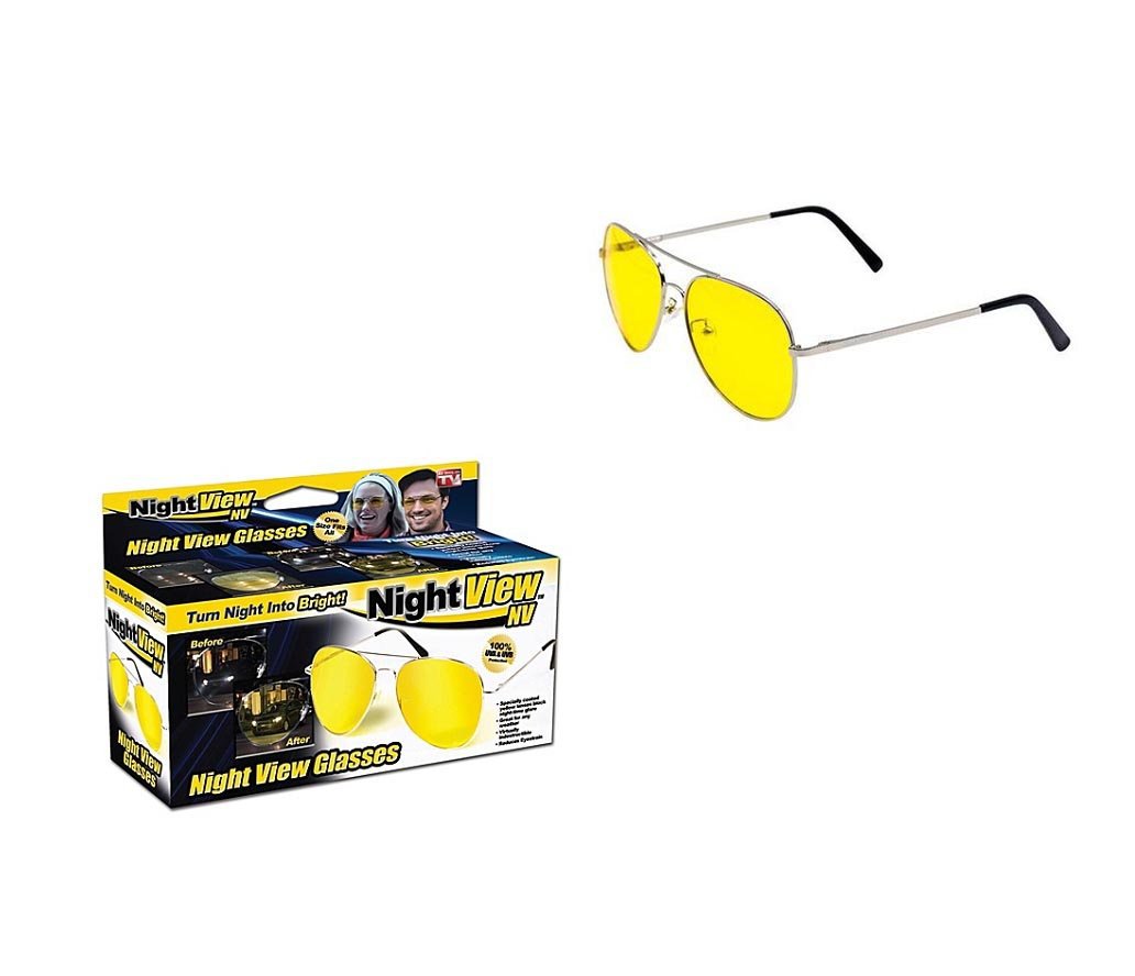 Night View Glasses Yellow Coated Night Time Glare UVA UVB Protection 14cm 6165