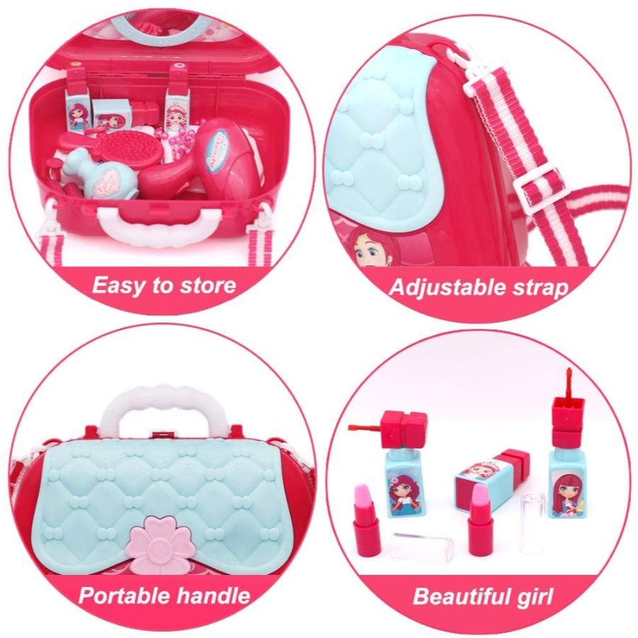 Girls Make Up Set Toy With Cosmetic Bag And Nail Polish Carry Case Playset