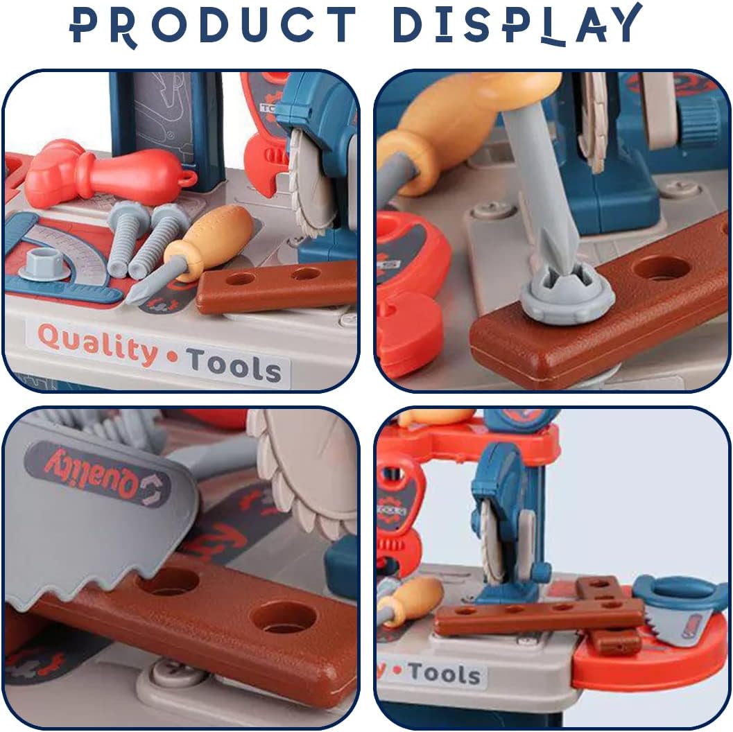 3 in 1 Workshop Pretend Play Tool Table Kit Suitcase Box Set for Kids