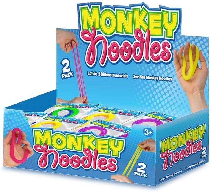 Monkey Noodles 2 Pack Fidget Stretch Squishy Toy - Assorted Colours