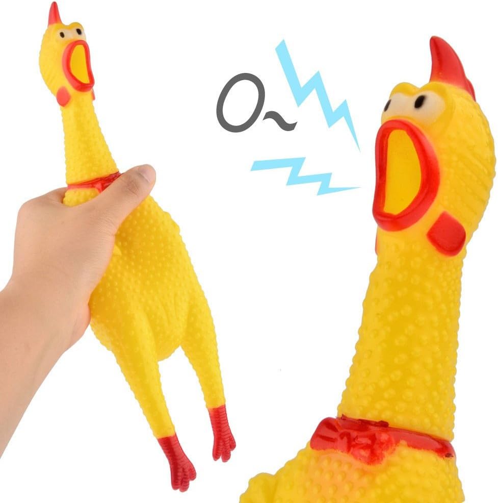 Rubber Chicken Toy Crazy Chicken 14 Inch Squawking Noisemaker Practical Joke for Kids and Adults