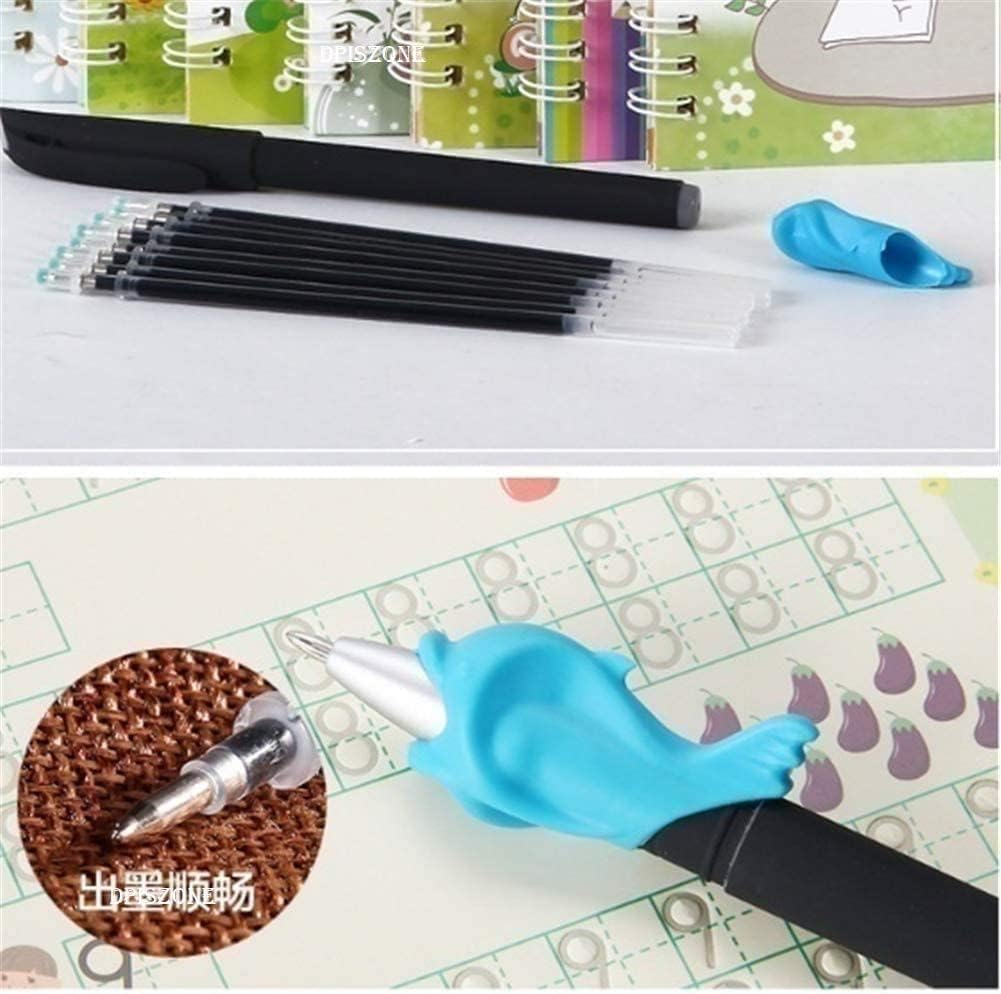 Educational Practice Copybooks including Pen, 10 Refills, Grip and 4 Pack of Books - Numbers, Drawing, Alphabet, Maths