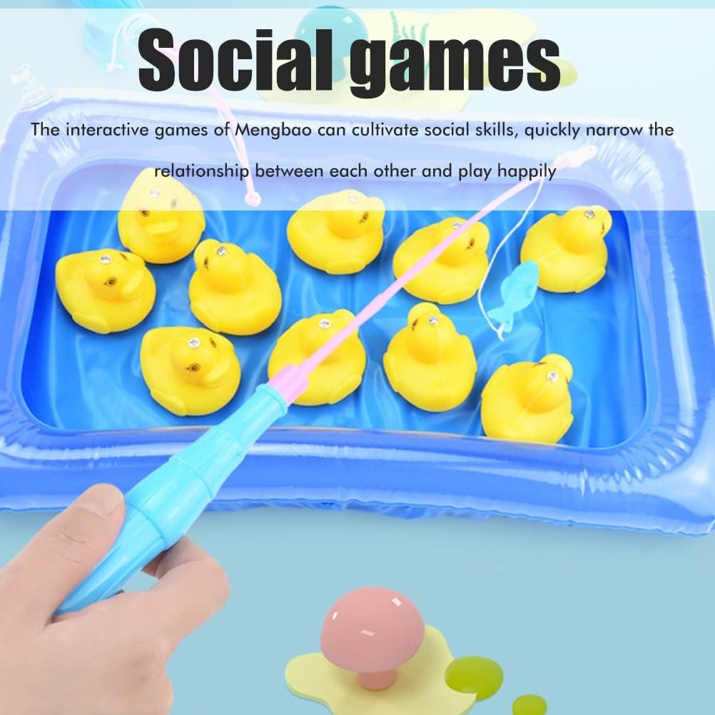 Inflatable Hook A Duck Pond Duck Catching Game Toys with Rods, Inflatable Pool and 10 Ducks