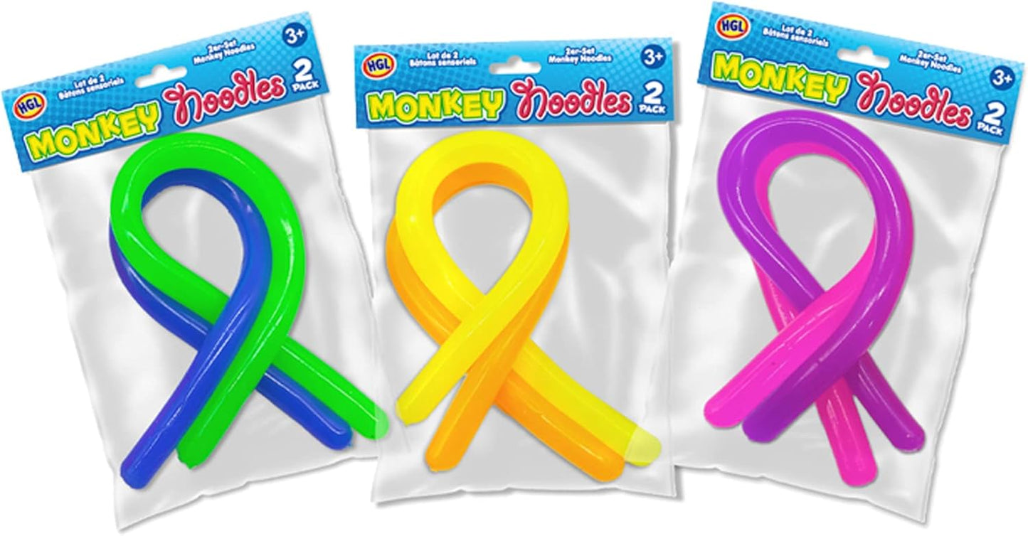 Monkey Noodles 2 Pack Fidget Stretch Squishy Toy - Assorted Colours
