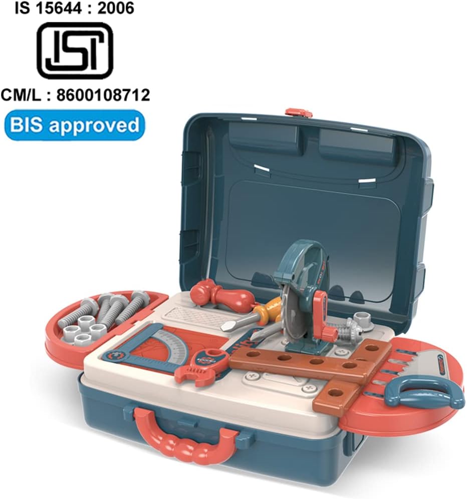 3 in 1 Workshop Pretend Play Tool Table Kit Suitcase Box Set for Kids