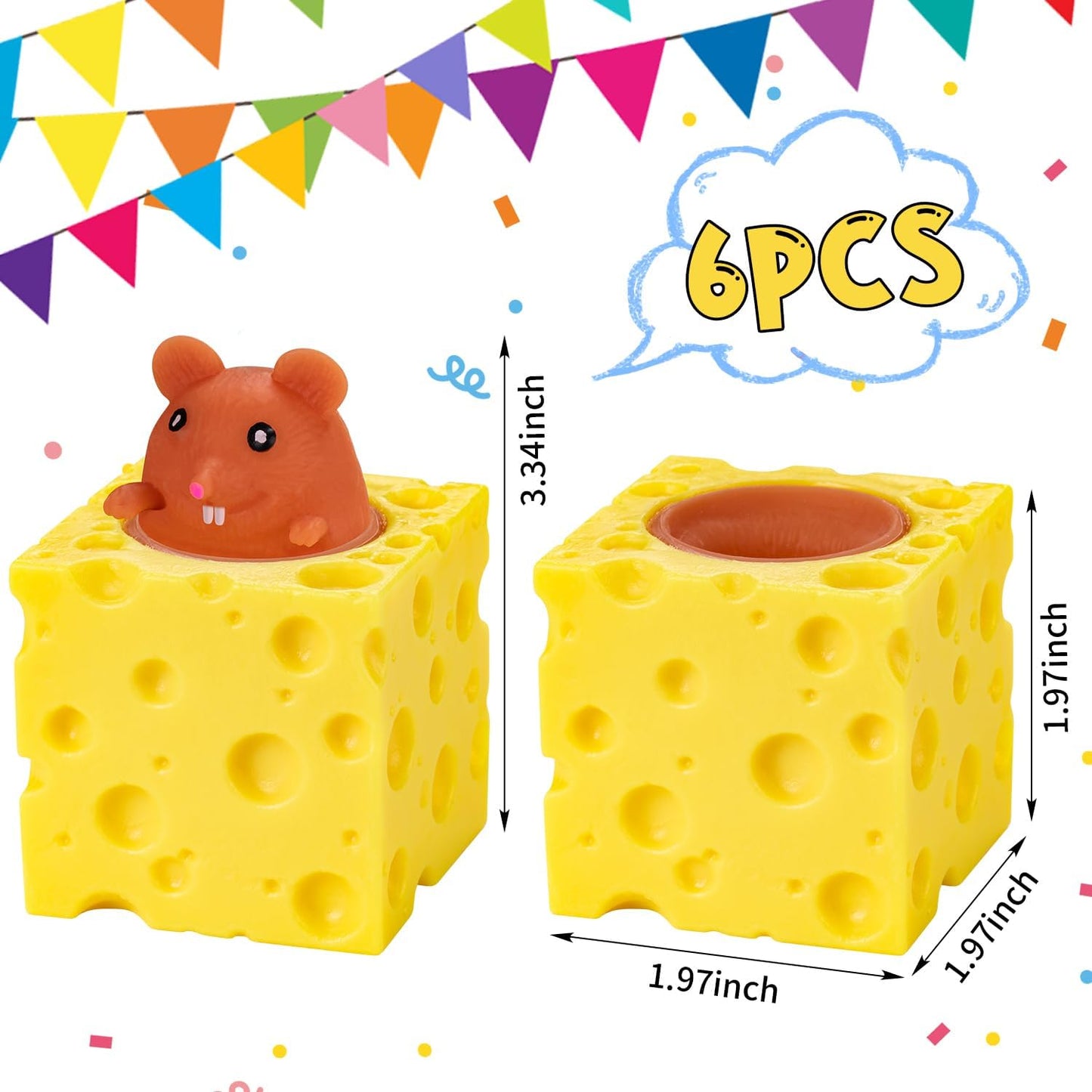 Squishy Cheese Fidget Pop Up Mice Sensory Toy