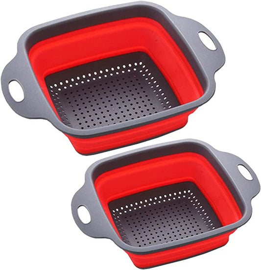 SQ Silicone Folding Colander Square Red 20 x 20 x 8cm 9465