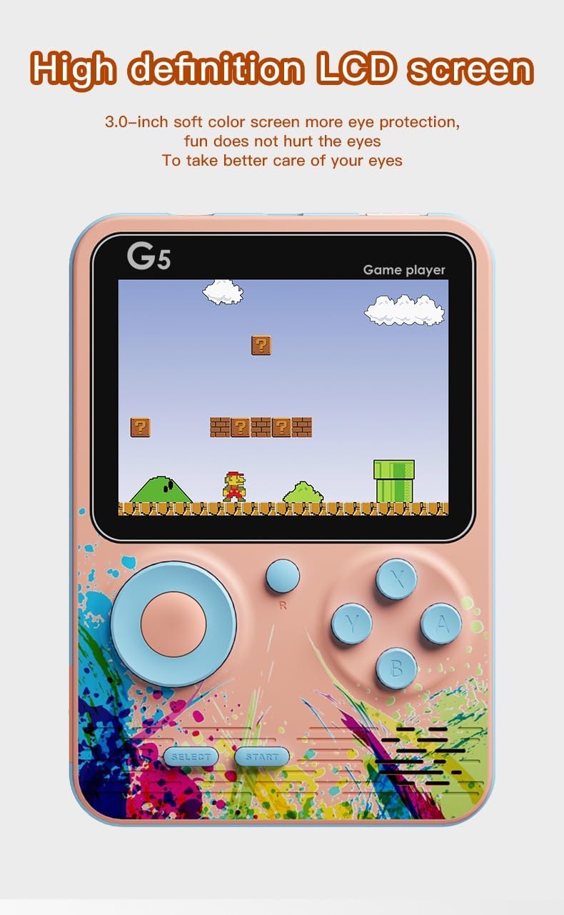 Handheld Classic Games Console 500 in 1 - Rechargeable Multicoloured + Controller
