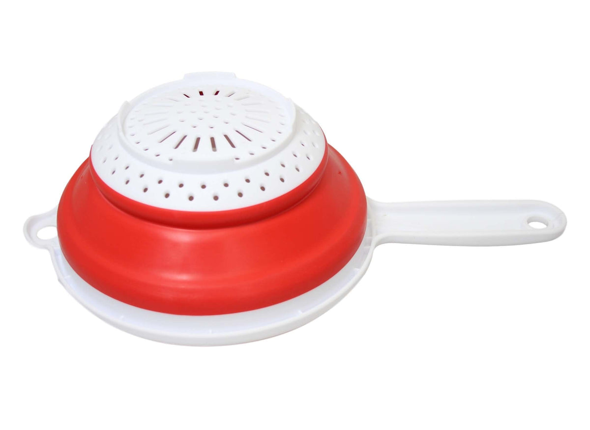 Silicone Plastic Kitchen Collapsible Colander Strainer 3 Colours 2 In 1 Strainer