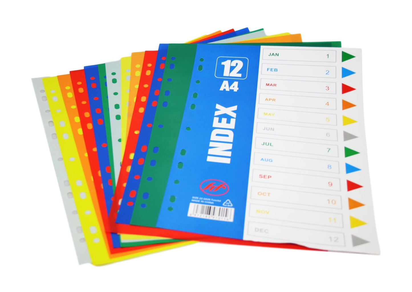 A4 Folder Dividers Subject Punched Index Colour Sheets File Dividers 12 Pack 6217