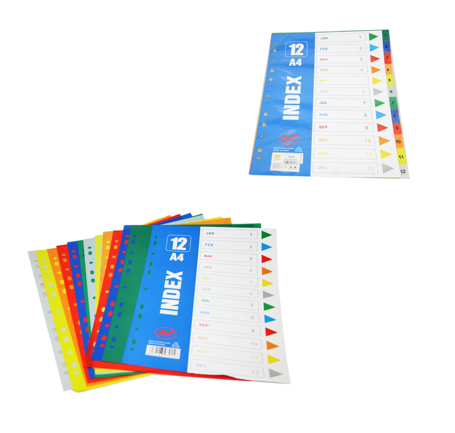A4 Folder Dividers Subject Punched Index Colour Sheets File Dividers 12 Pack 6217