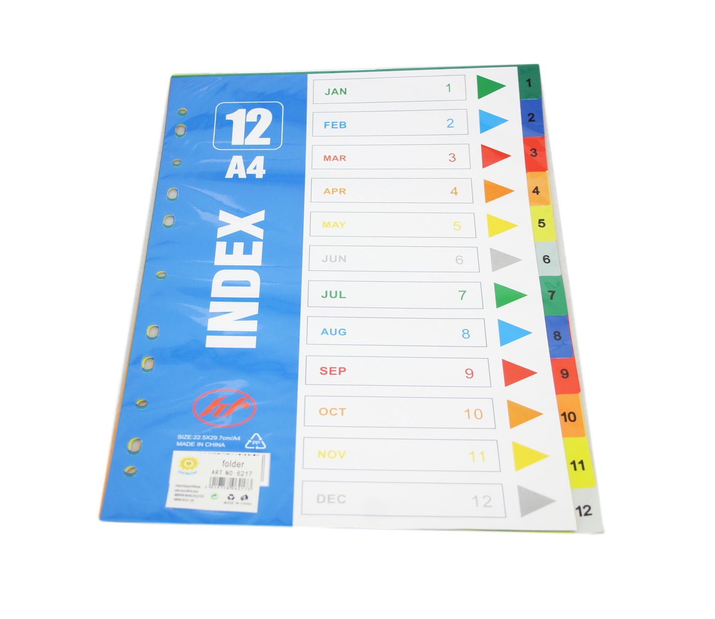 A4 Folder Dividers Subject Punched Index Colour Sheets File Dividers 12 Pack 6217