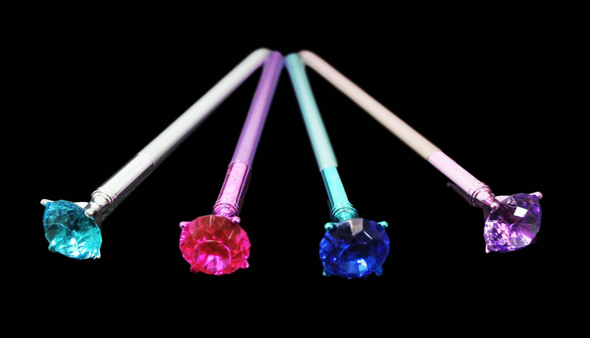 Black Ink Pen Diamond Top Metallic Style Assorted Colours