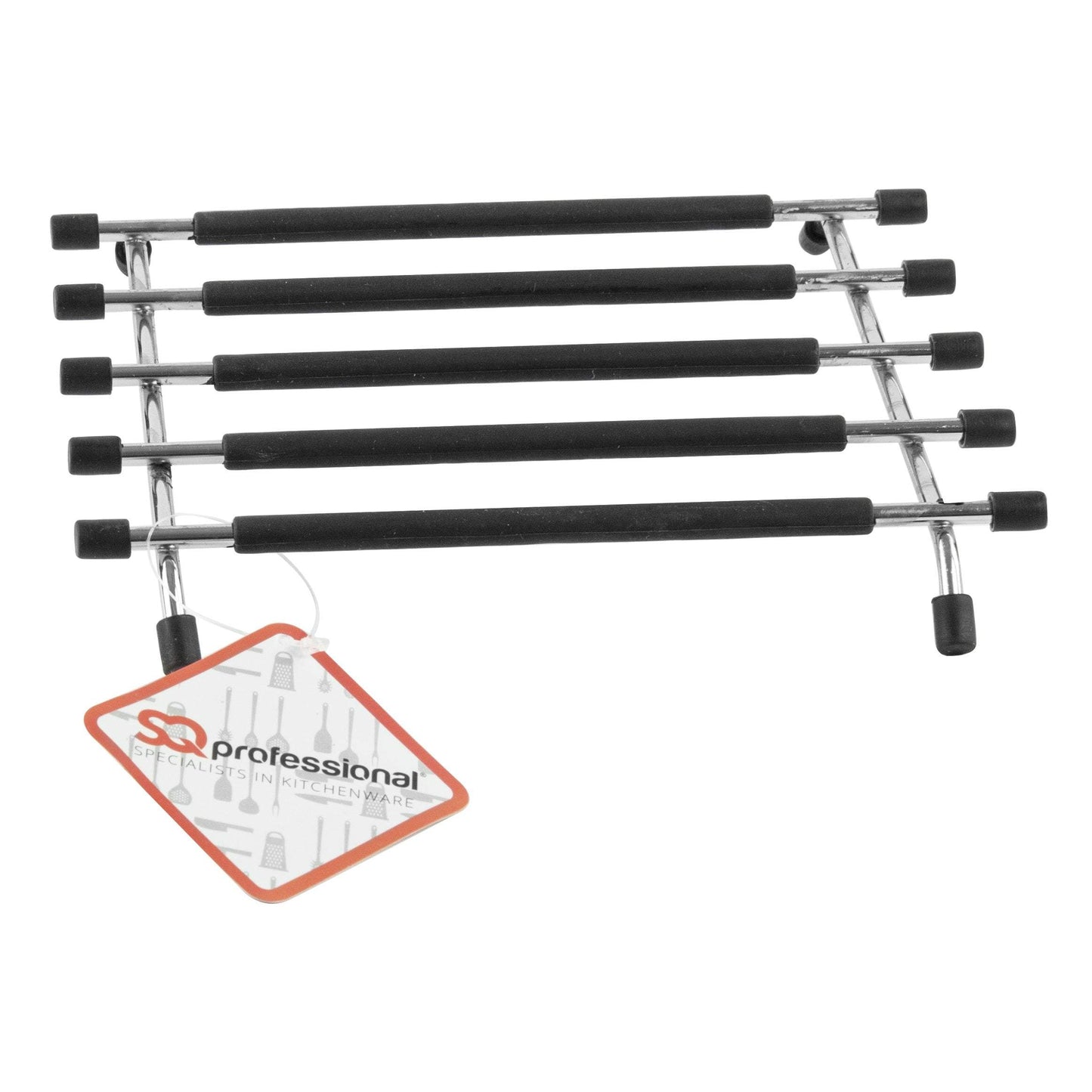 SQ Pro Elite Stainless Steel and Silicone Pan Trivet 20 x 21 cm Black 6224
