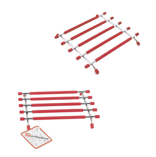 Sq Pro Elite Stainless Steel And Silicone Pan Trivet Red