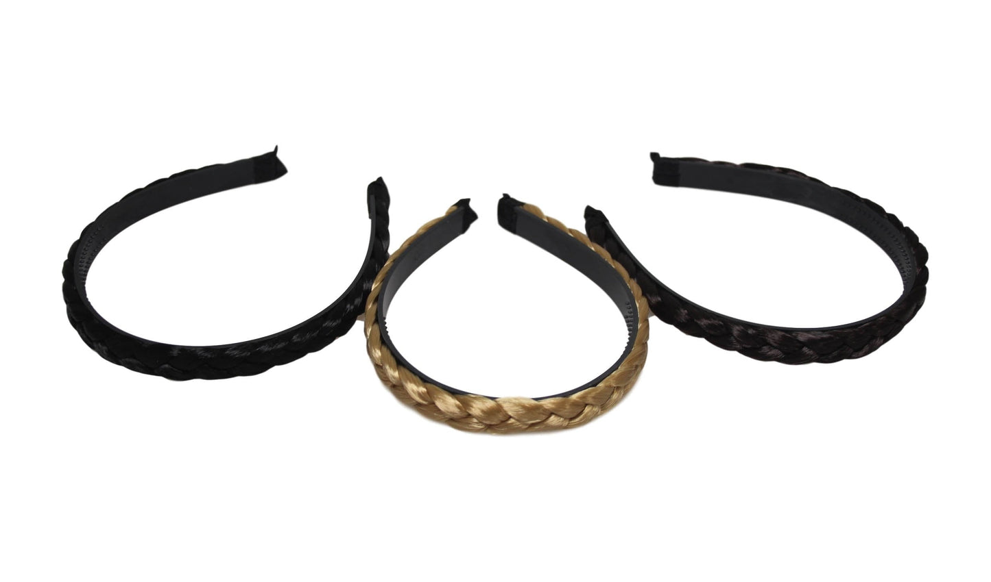 Girls Fancy Stylish Hair Head Band Braided Faux Hair 15cm Assorted Colours 6239