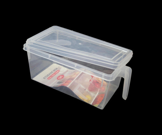 Plastic Clear Kitchen Fridge Storage Bo x Container With Lid And Handle