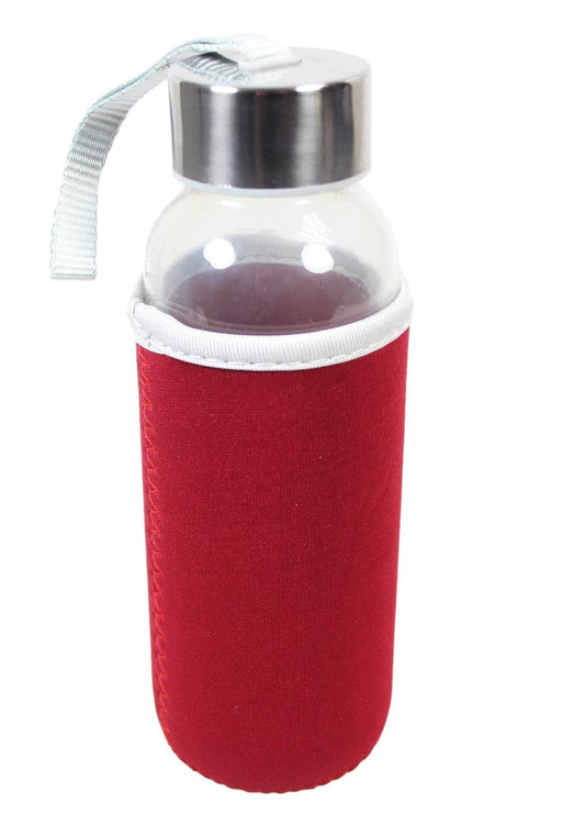 Glass Water Bottle with Cover 18 x 4 cm Assorted Colours Covers 6264