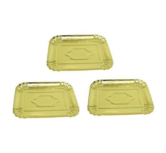 Gold Coloured Paper Party Celebrations Disposable Serving Plates 20 x 28 cm Pack of 3 6274