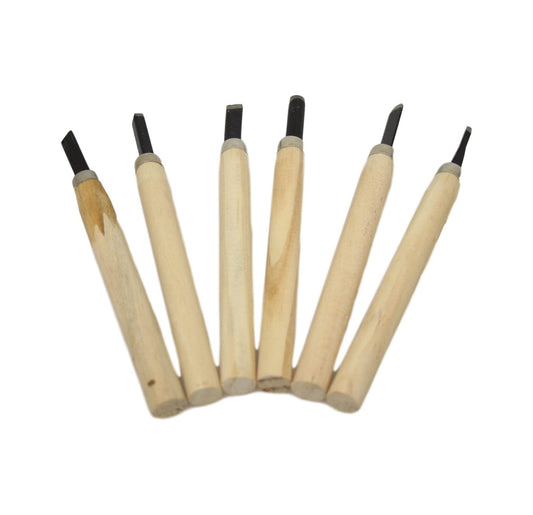 Assorted Wood Carving Set 14 cm Set of 6 6295
