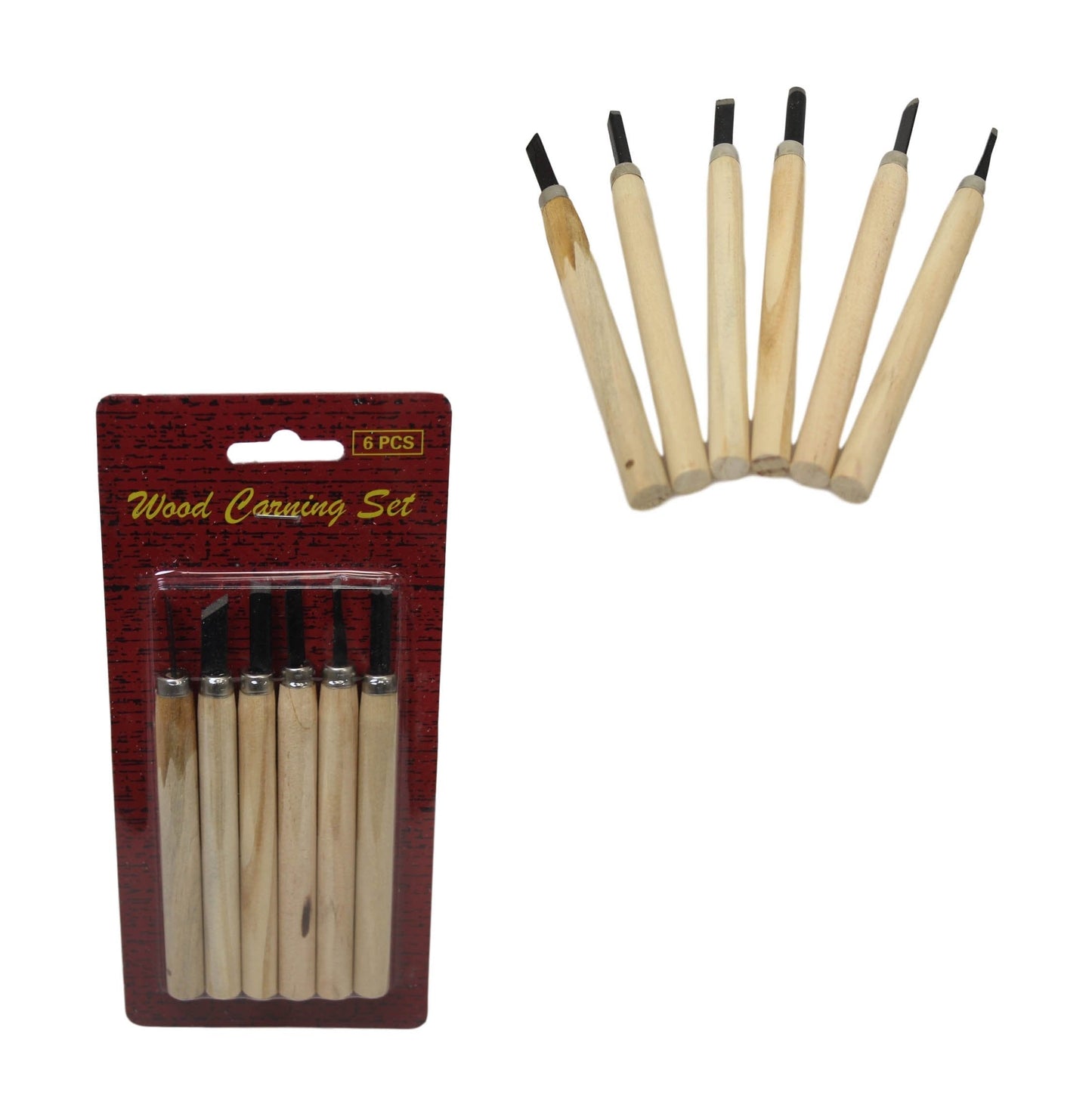 Assorted Wood Carving Set 14 cm Set of 6 6295