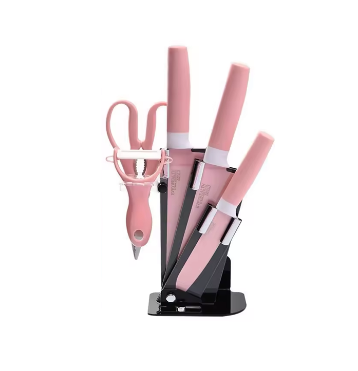 Kitchen Knife Set of 6 with Peeler Assorted Colours 6703