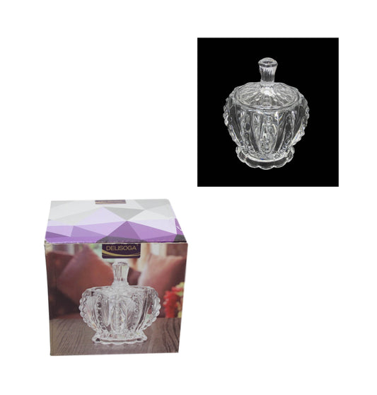 Crystal Glass Sweets Sugar Jar with Lid 8 x 8 cm 6316 A