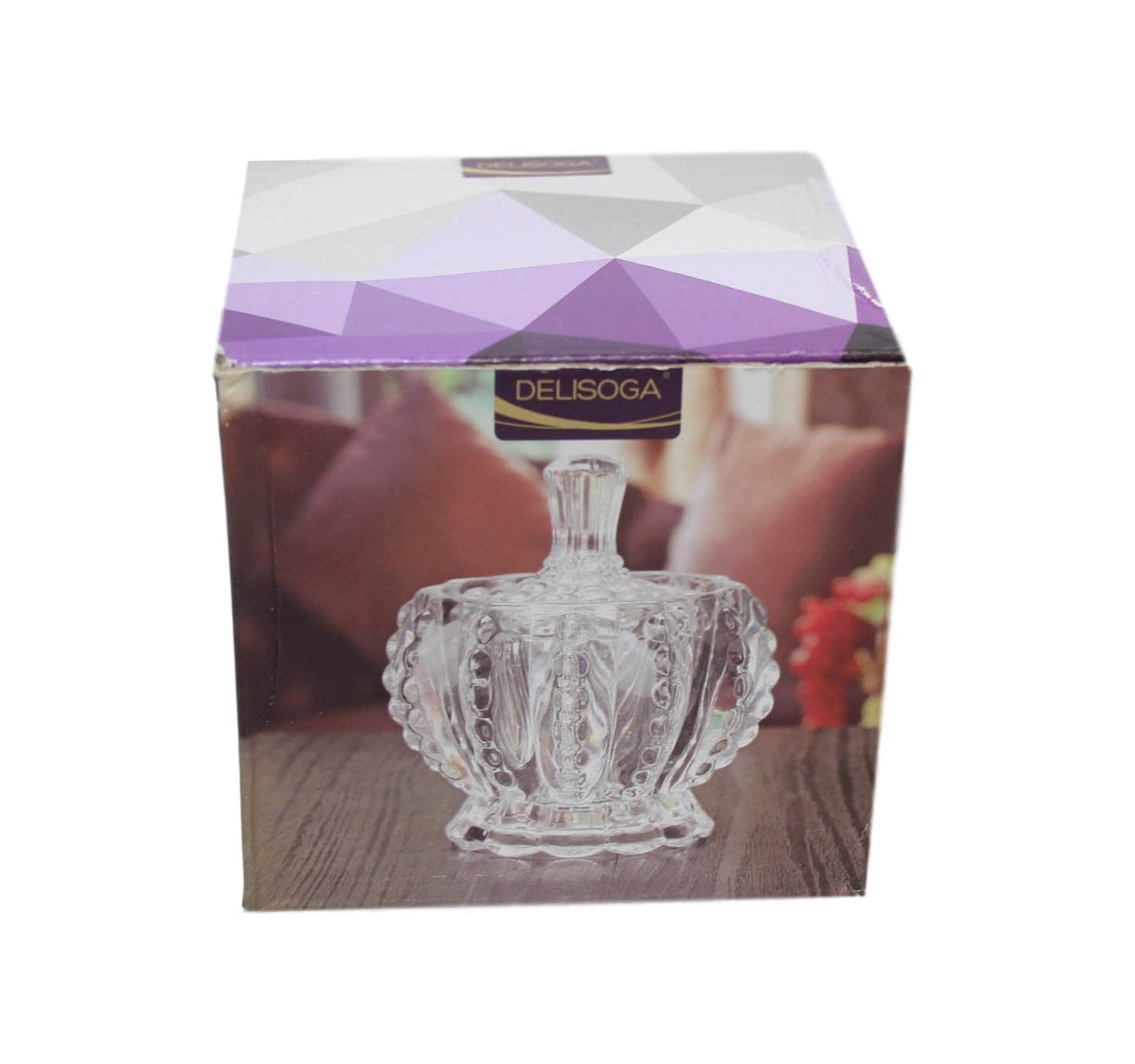Crystal Glass Sweets Sugar Jar with Lid 8 x 8 cm 6316 A