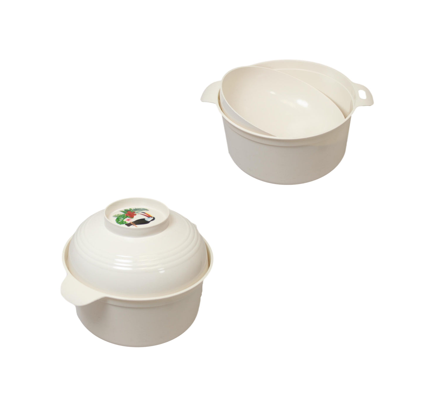 Kitchen Plastic Bowl and Lid Storage Pot Snacks Vegetable Fruits Bowl 17 x 8cm 6350