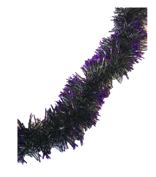 Christmas Tree Tinsel Garland Black with Silver or Purple 1.8M Assorted Colours 6367