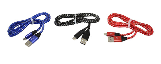 Phone Charger Cable Micro USB Assorted Colours 6388