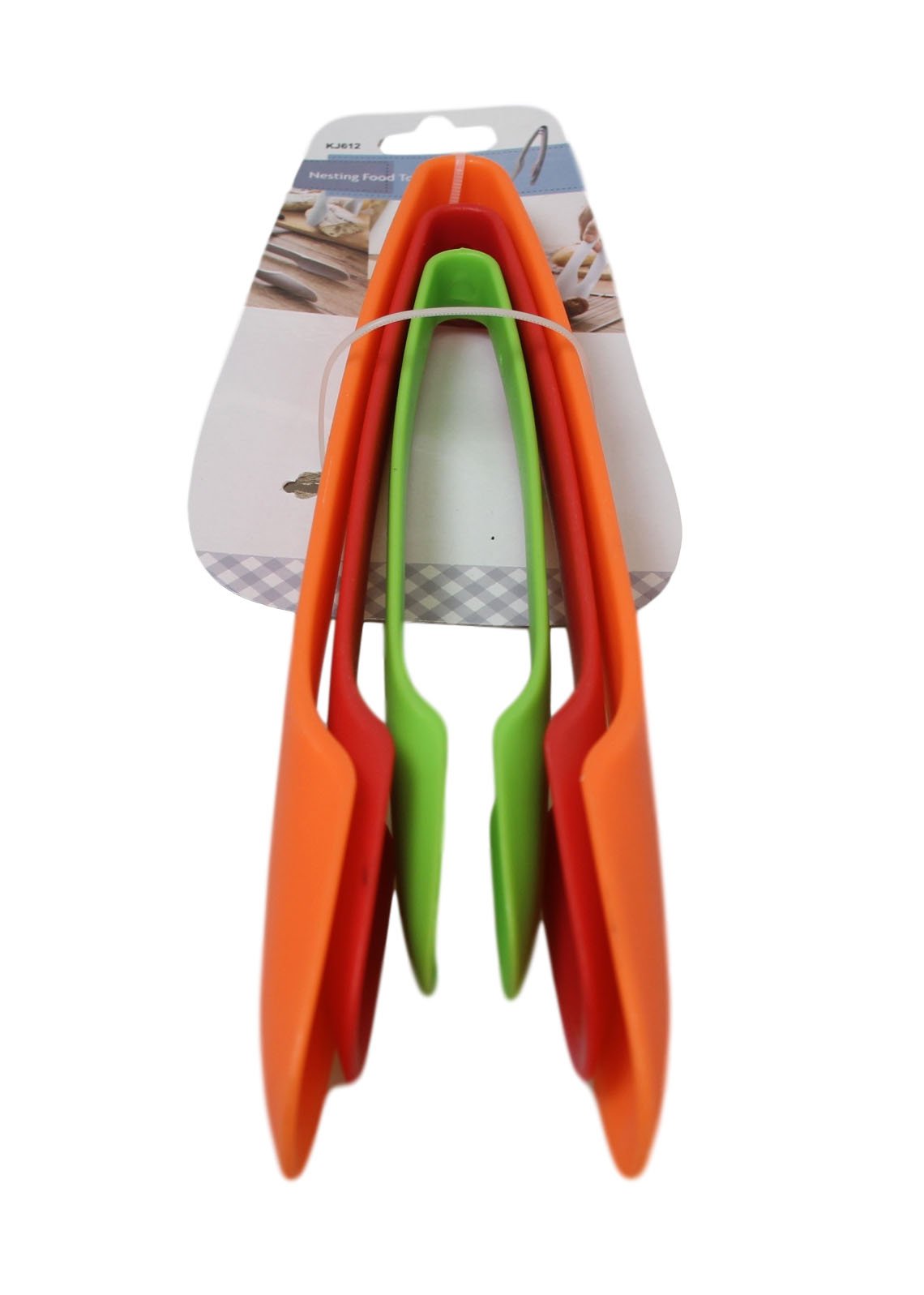 Plastic Kitchen BBQ Salad Food Serving Tongs Pack of 3 Assorted Colours 6415 A