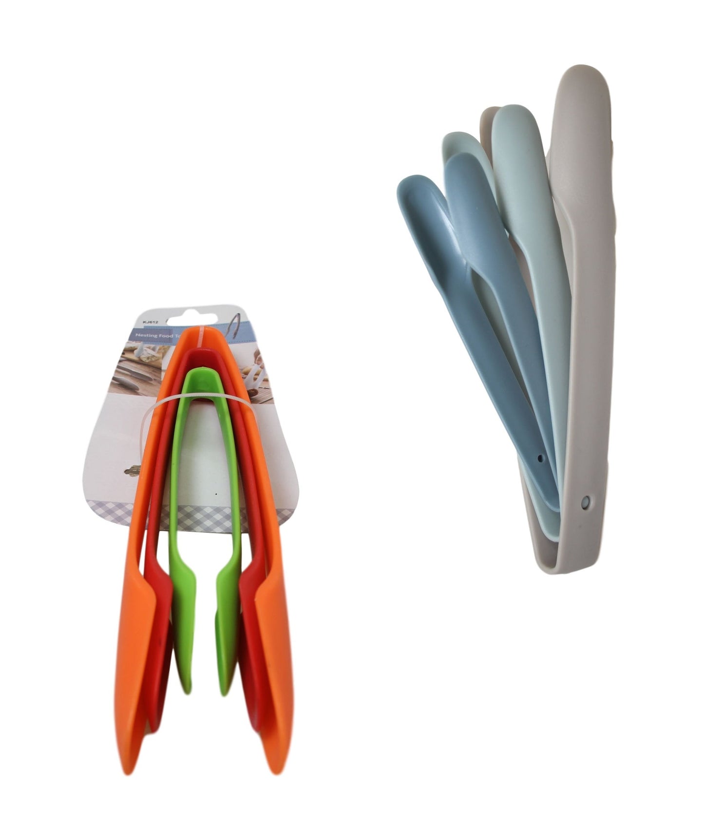 Plastic Kitchen BBQ Salad Food Serving Tongs Pack of 3 Assorted Colours 6415 A