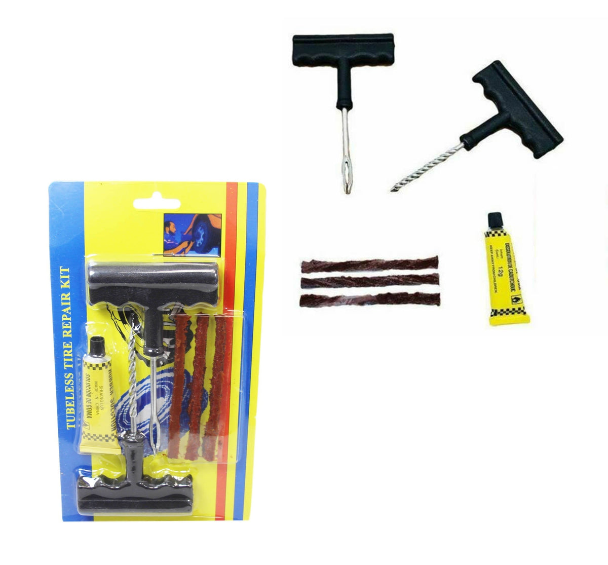 Tubeless Tyre Puncher Repair Kit For Car Van Motorbike Diy Kit