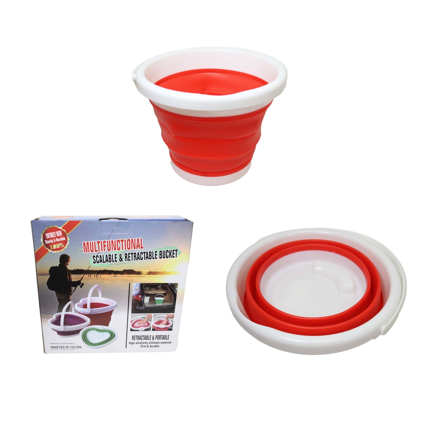 Foldable Collapsible Silicone Fishing Beach Bucket 25 x 20 cm Assorted Colours 6443