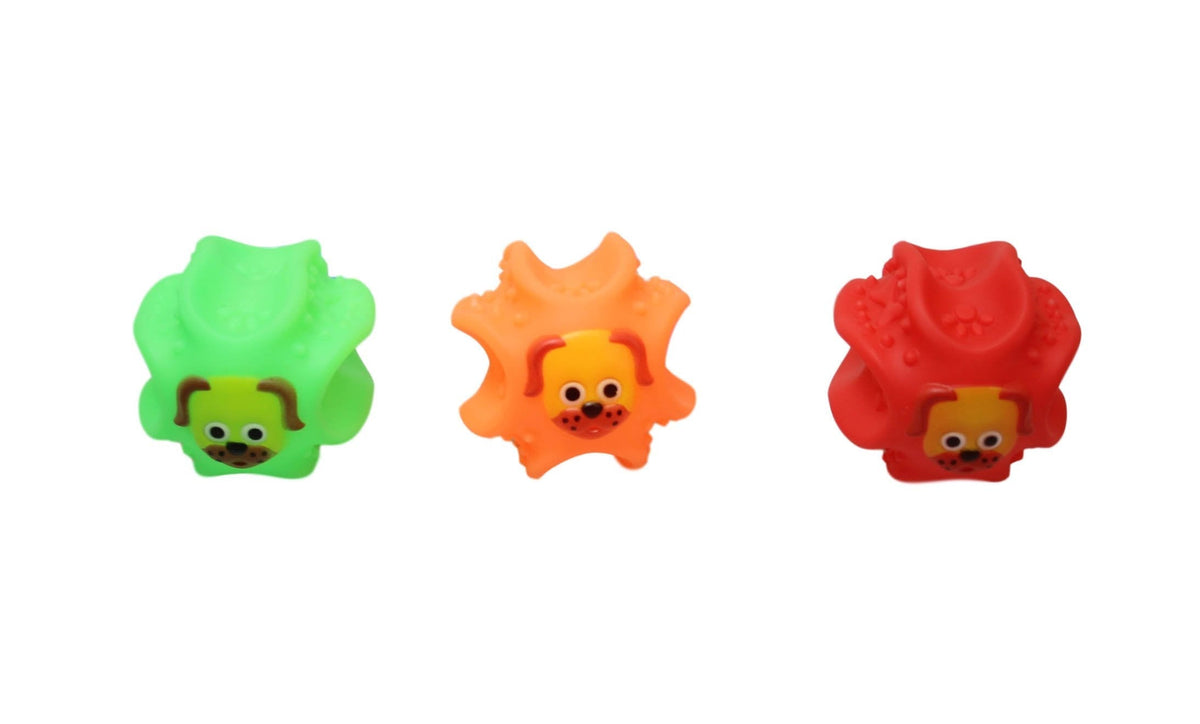 Pet Dog Toy Squeaky Ball With Dog Design Assorted Colours
