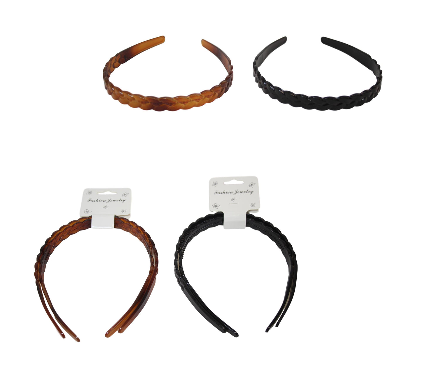 2 Pack Ladies Girls Wavy Headband Black/ Brown 1.3cm 6495