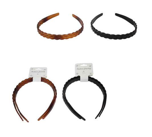 Girl'S Plastic Wavy Hair Head Band Pack Of 2 Assorted Colours