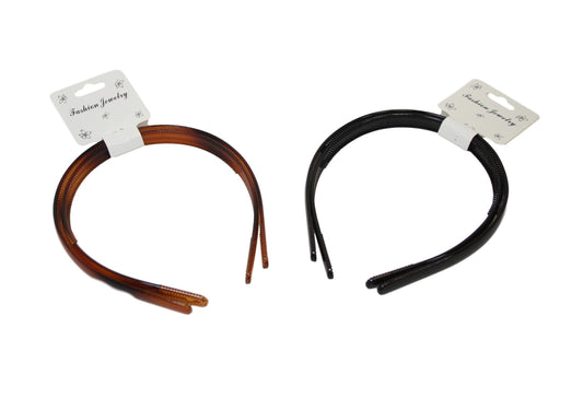 Girls Fancy Stylish Hair Head Band Plain Design 1.3cm Pack of 2 Assorted Colours 6496
