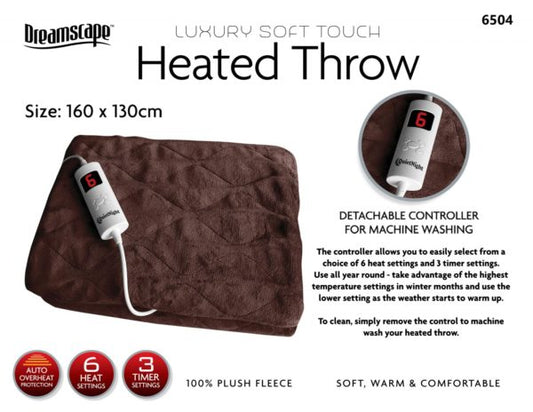 Luxury Soft Touch Electric Heated Throw Blanket 160 x 130 cm 6504