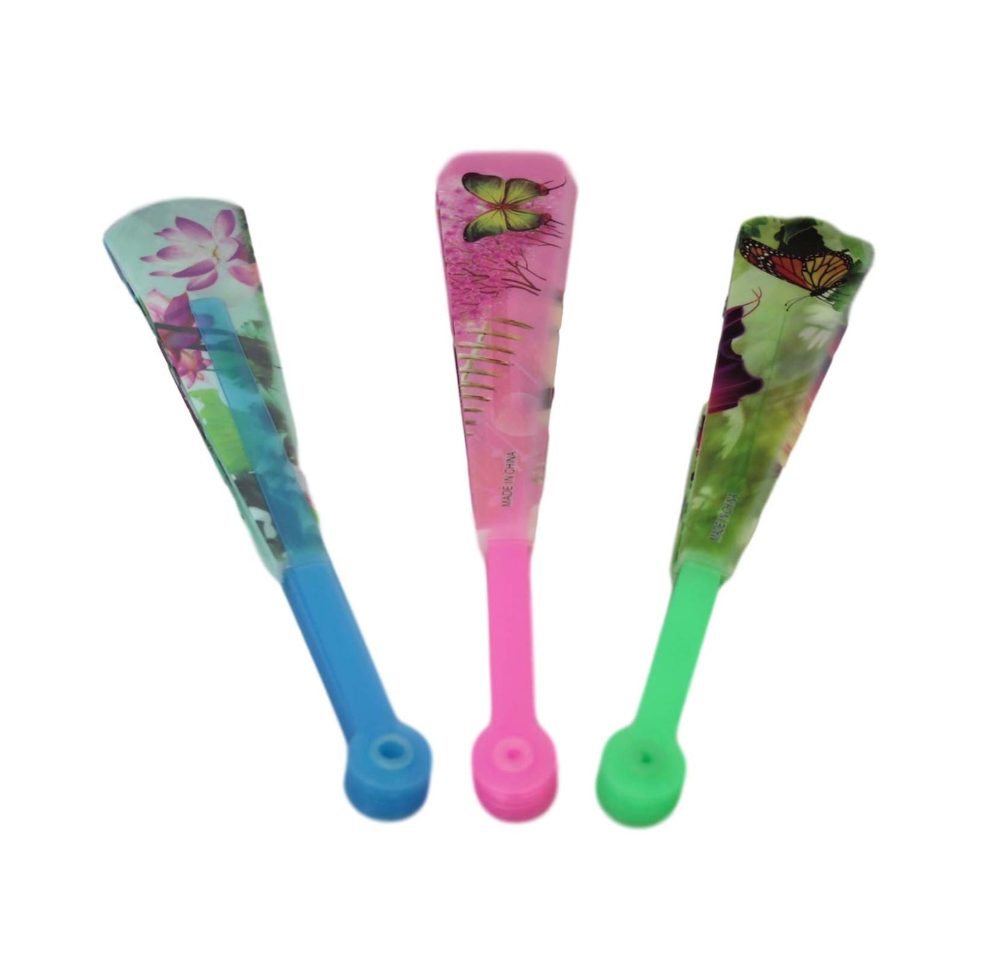 Plastic Chinese Folding Hand Fan Butterfly Floral Design 24 x 42 cm Assorted Designs 6507