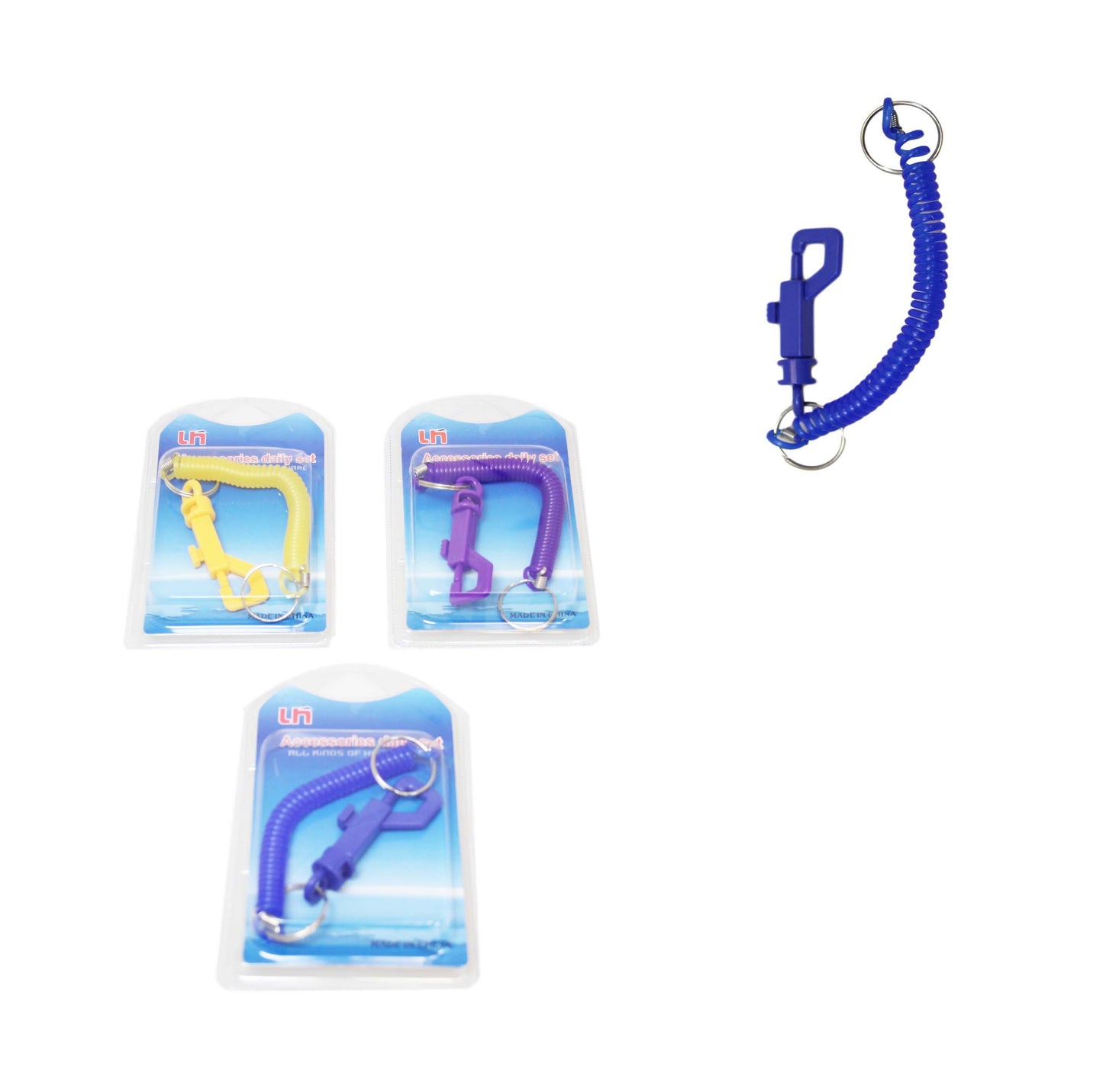 Plastic Key Ring ID Card Clip On Keychain Assorted Colours 6522