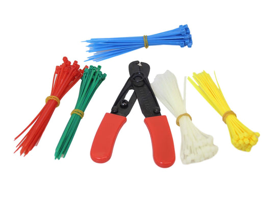 Cable Tie Set With Cutter Assorted Colour And Sizes Set Builders DIY Kit 6559