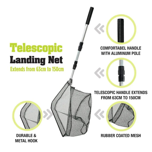 Telescopic Fishing Landing Net Extends From 63cm To 150cm 66021